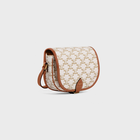 MEDIUM FOLCO BAG IN TRIOMPHE CANVAS AND CALFSKIN WHITE - Image 2