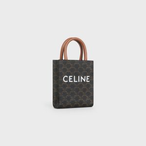 MINI VERTICAL CABAS IN TRIOMPHE CANVAS AND CALFSKIN WITH CELINE PRINT TAN
