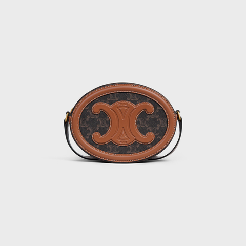 OVAL BAG CUIR TRIOMPHE IN TRIOMPHE CANVAS AND CALFSKIN TAN