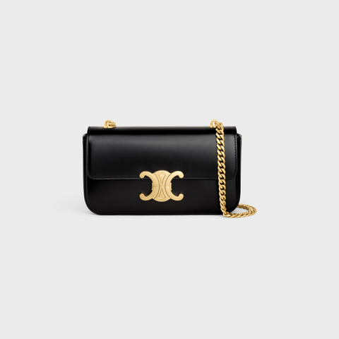 CHAIN SHOULDER BAG CLAUDE IN SHINY CALFSKIN BLACK - Image 4