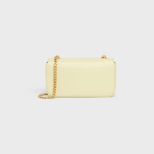 CHAIN SHOULDER BAG CLAUDE IN SHINY CALFSKIN LIGHT YELLOW