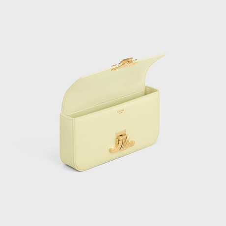 CHAIN SHOULDER BAG CLAUDE IN SHINY CALFSKIN LIGHT YELLOW - Image 2