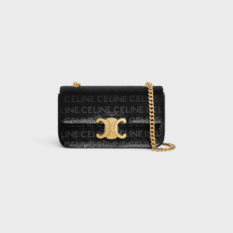 CHAIN SHOULDER BAG CLAUDE IN SEQUINS WITH CELINE ALL-OVER BLACK - Image 2