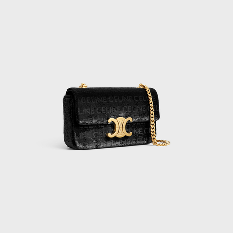 CHAIN SHOULDER BAG CLAUDE IN SEQUINS WITH CELINE ALL-OVER BLACK - Image 3