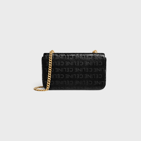 CHAIN SHOULDER BAG CLAUDE IN SEQUINS WITH CELINE ALL-OVER BLACK - Image 4