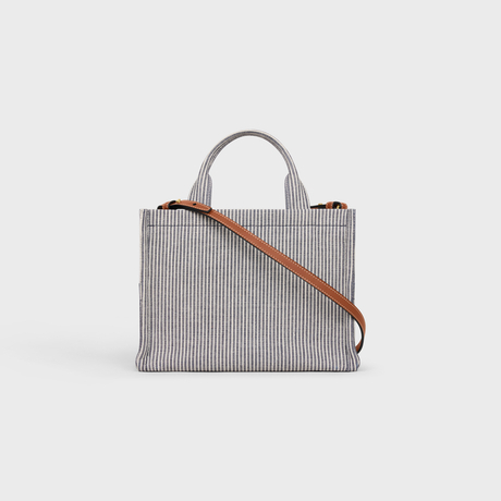 SMALL CABAS THAIS IN STRIPED TEXTILE NAVY BLUE - Image 4