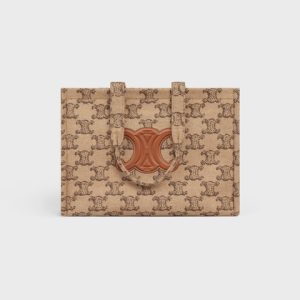 LARGE CABAS THAIS IN TEXTILE WITH TRIOMPHE CAMEL