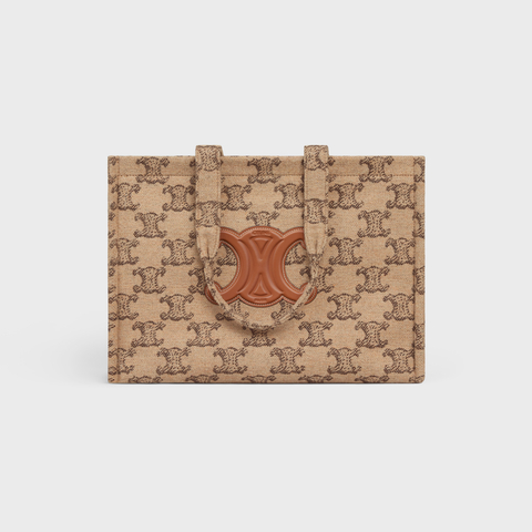 LARGE CABAS THAIS IN TEXTILE WITH TRIOMPHE CAMEL