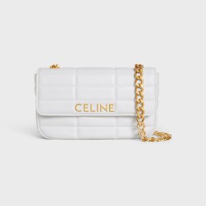 CHAIN SHOULDER BAG MATELASSE MONOCHROME CELINE IN QUILTED CALFSKIN ARCTIC WHITE