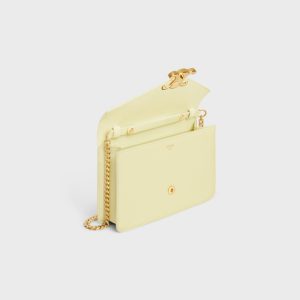WALLET ON CHAIN MARGO IN SHINY CALFSKIN LIGHT YELLOW