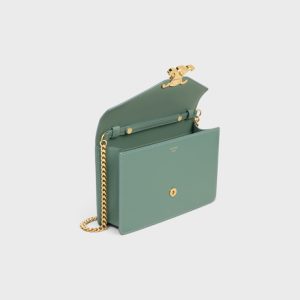 WALLET ON CHAIN MARGO IN SHINY CALFSKIN CELADON