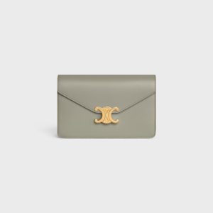 WALLET ON CHAIN MARGO IN SHINY CALFSKIN GREEN CLAY