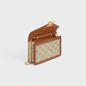 WALLET ON CHAIN MARGO IN TRIOMPHE CANVAS AND CALFSKIN GREGE