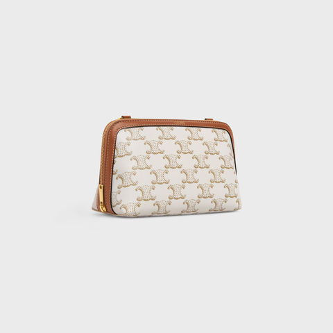 CLUTCH WITH CHAIN IN TRIOMPHE CANVAS AND LAMBSKIN WHITE/TAN - Image 4