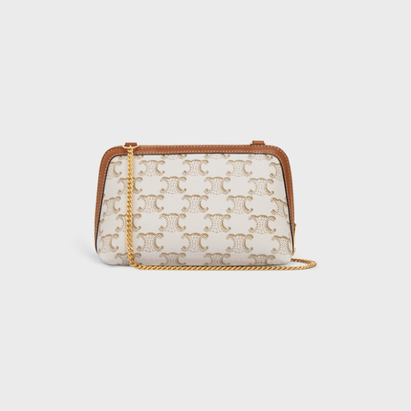 CLUTCH WITH CHAIN IN TRIOMPHE CANVAS AND LAMBSKIN WHITE/TAN - Image 2