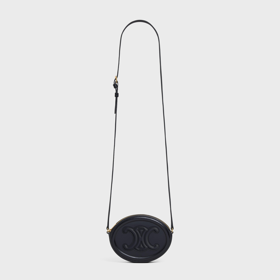 CROSSBODY OVAL PURSE CUIR TRIOMPHE IN SMOOTH CALFSKIN BLACK - Image 3