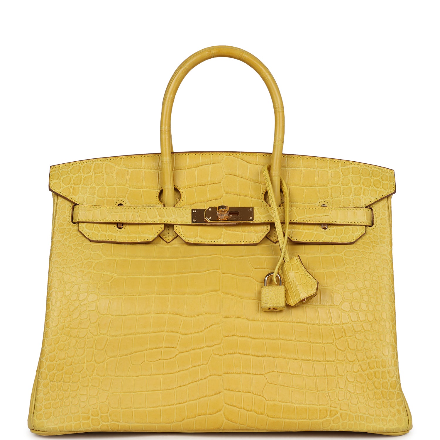 Hermes Birkin 35 Mimosa Matte Porosus Crocodile Gold Hardware - Image 4