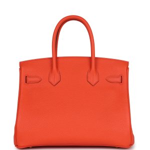 Hermes Birkin 30 Orange Poppy Clemence Gold Hardware