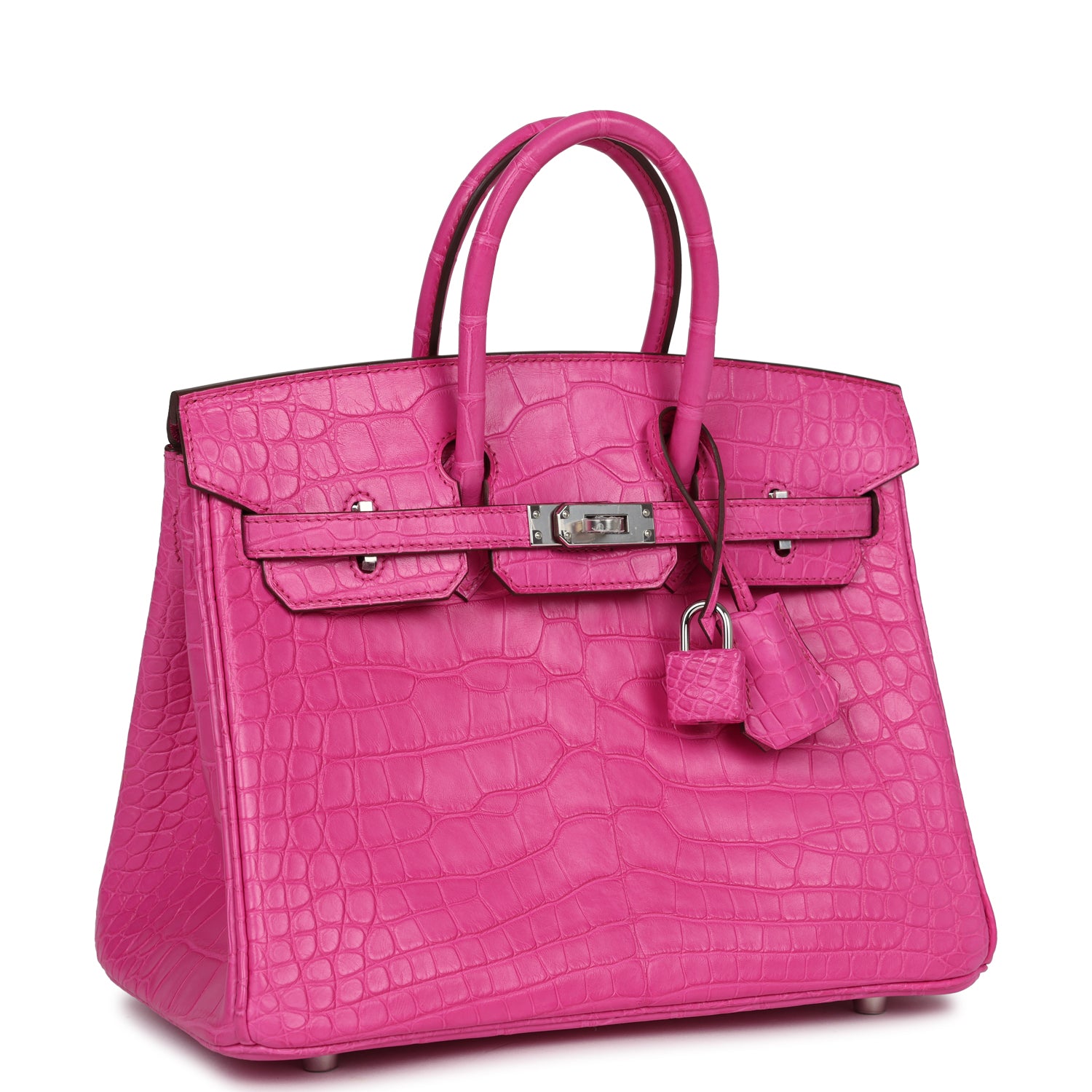 Hermes Birkin 25 Rose Shocking Matte Alligator Palladium Hardware - Image 5
