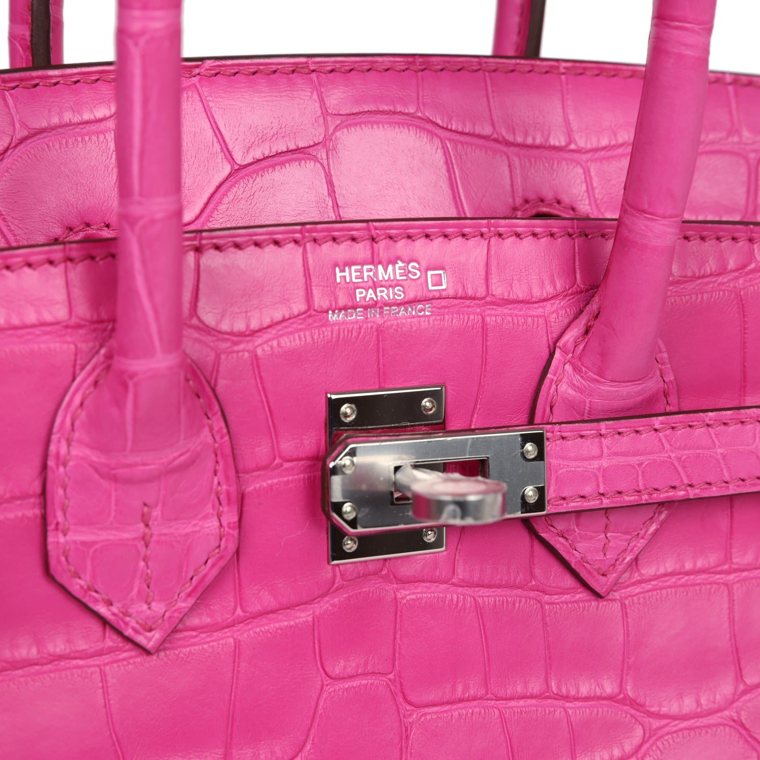 Hermes Birkin 25 Rose Shocking Matte Alligator Palladium Hardware - Image 4