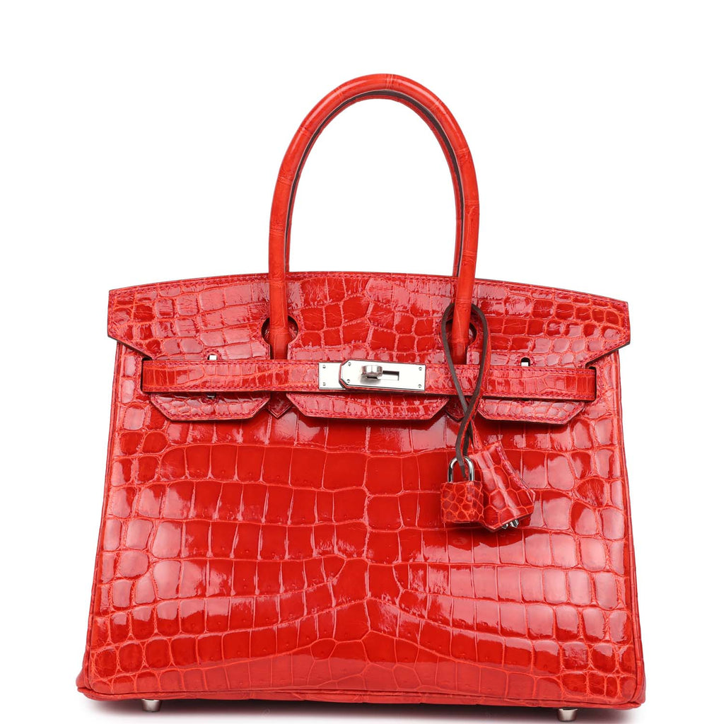 Hermes Birkin 30 Geranium Shiny Niloticus Crocodile Palladium Hardware - Image 7