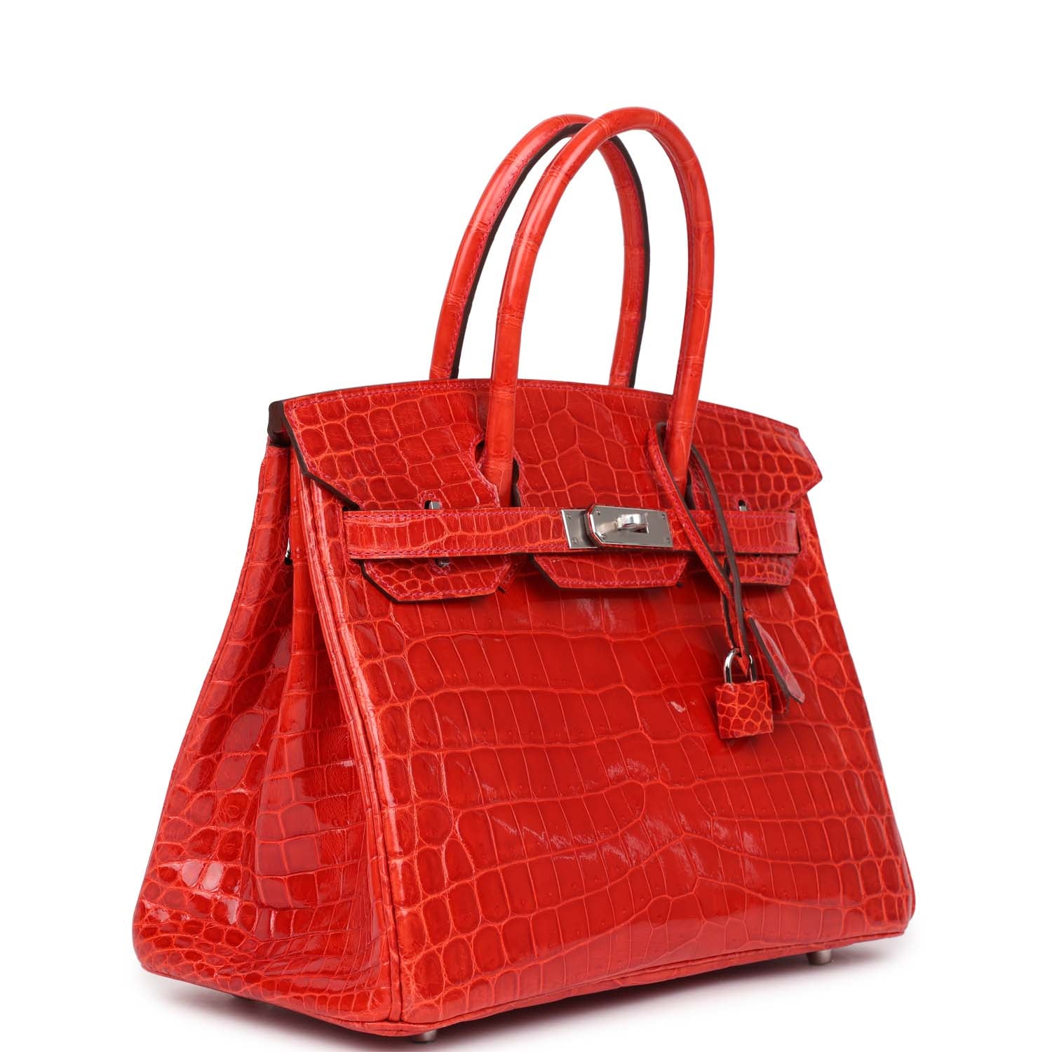 Hermes Birkin 30 Geranium Shiny Niloticus Crocodile Palladium Hardware - Image 6