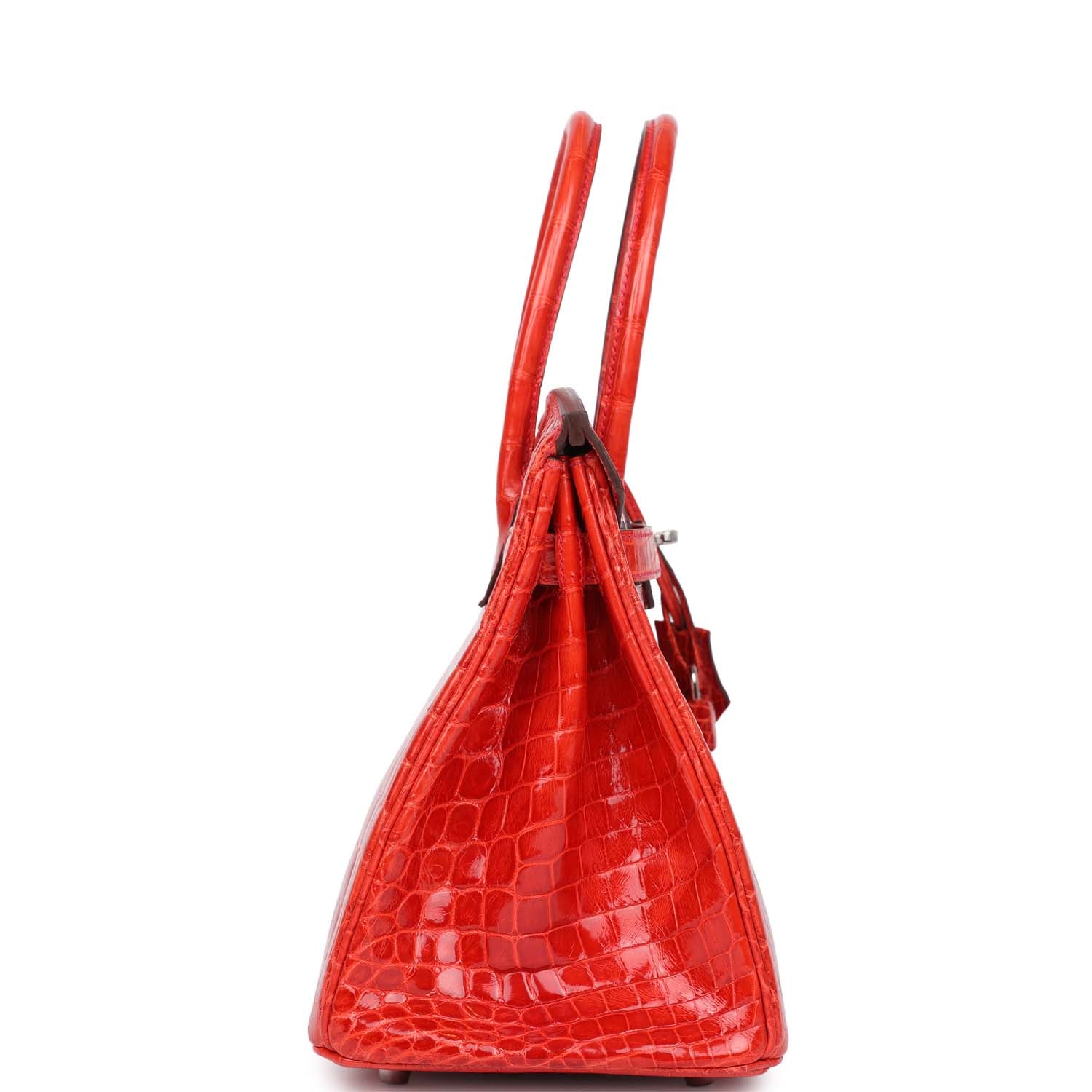 Hermes Birkin 30 Geranium Shiny Niloticus Crocodile Palladium Hardware - Image 5