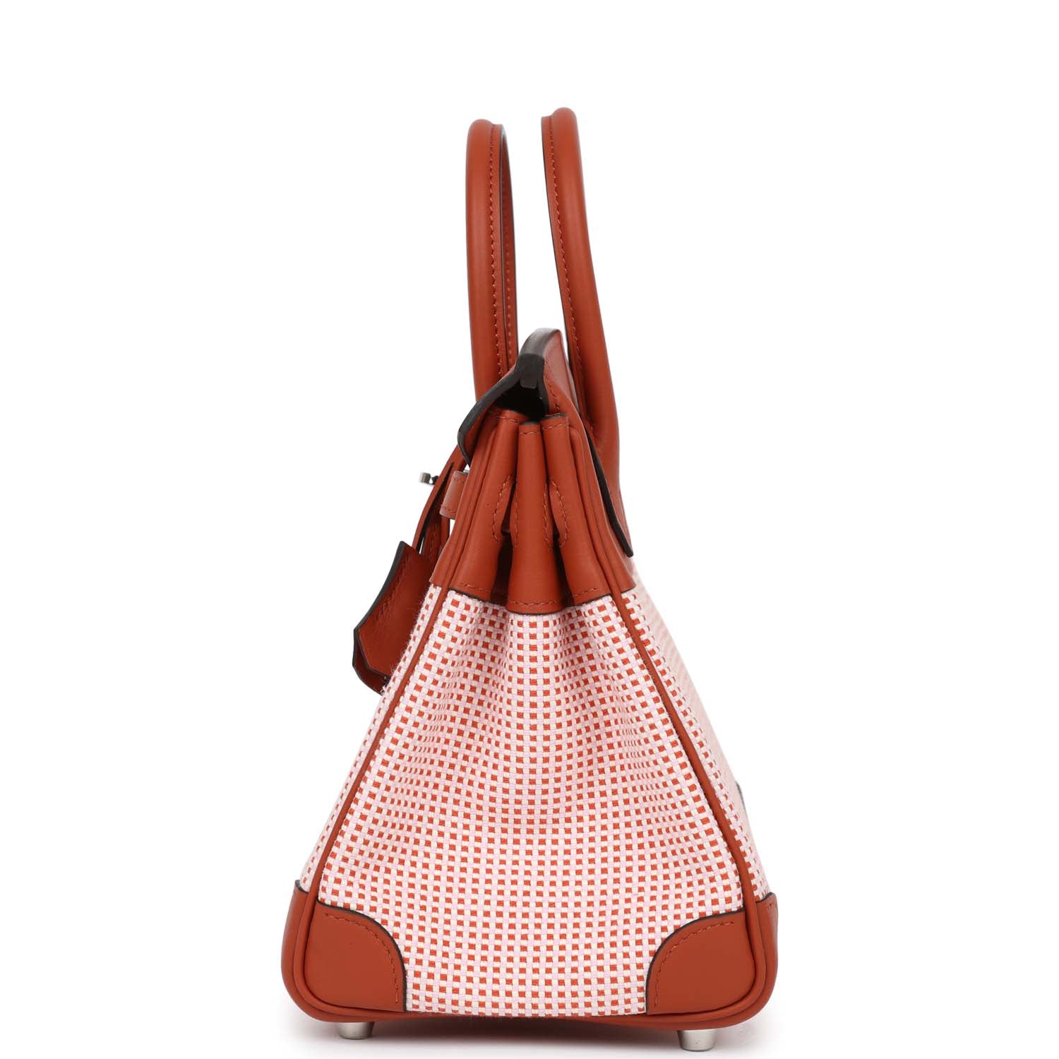 Hermes Quadrille Birkin 25 Sanguine Swift and Toile Palladium Hardware - Image 2