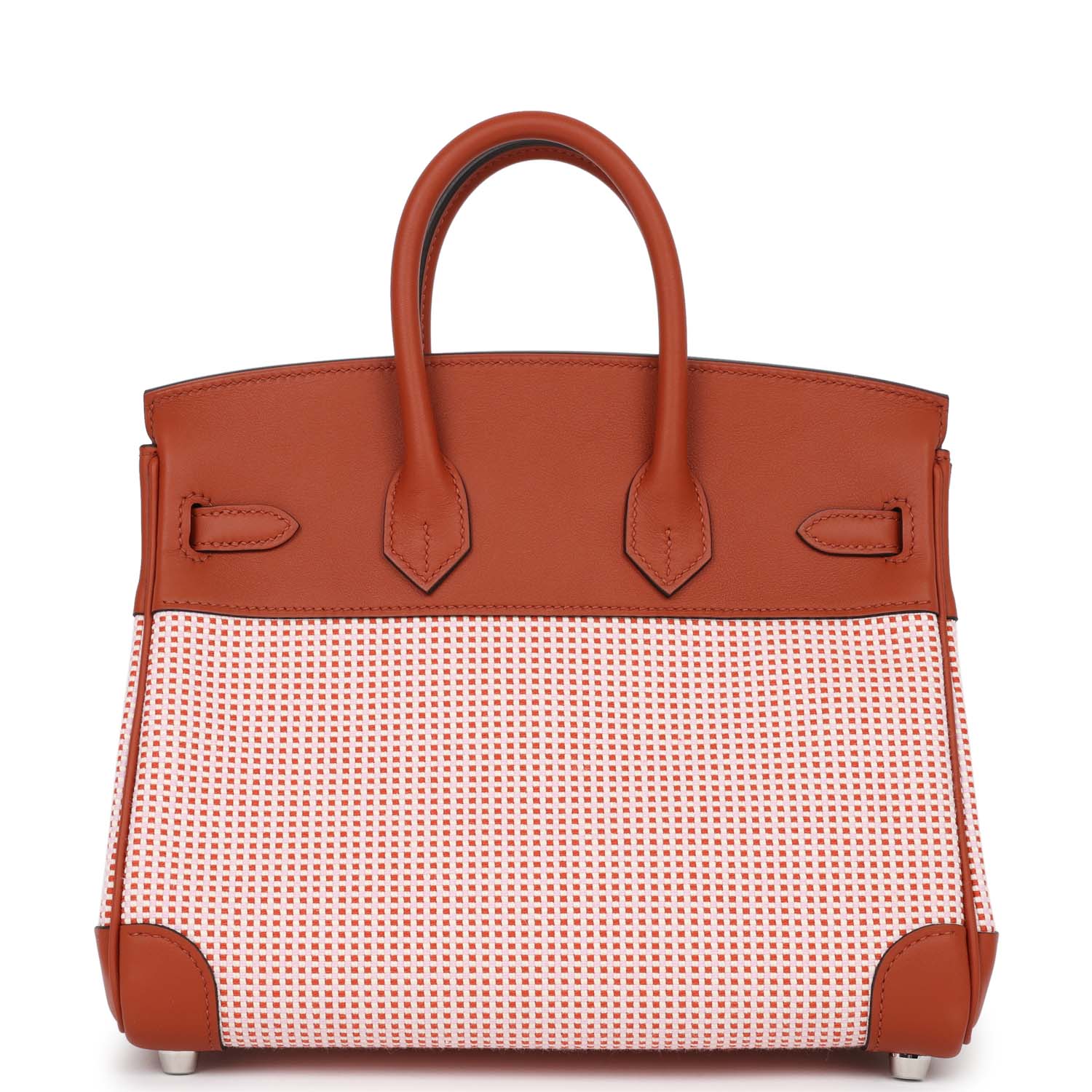 Hermes Quadrille Birkin 25 Sanguine Swift and Toile Palladium Hardware - Image 6
