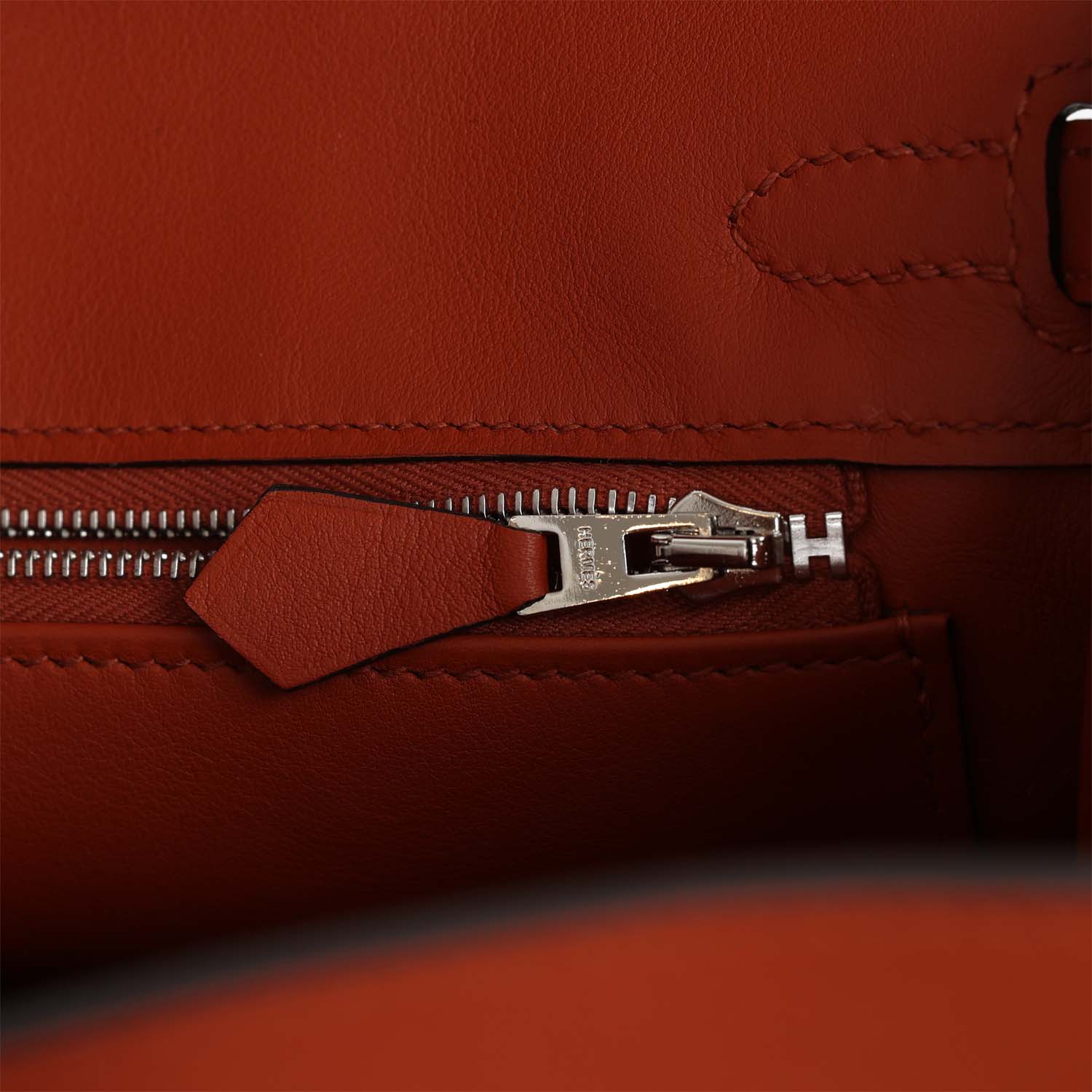 Hermes Quadrille Birkin 25 Sanguine Swift and Toile Palladium Hardware - Image 4