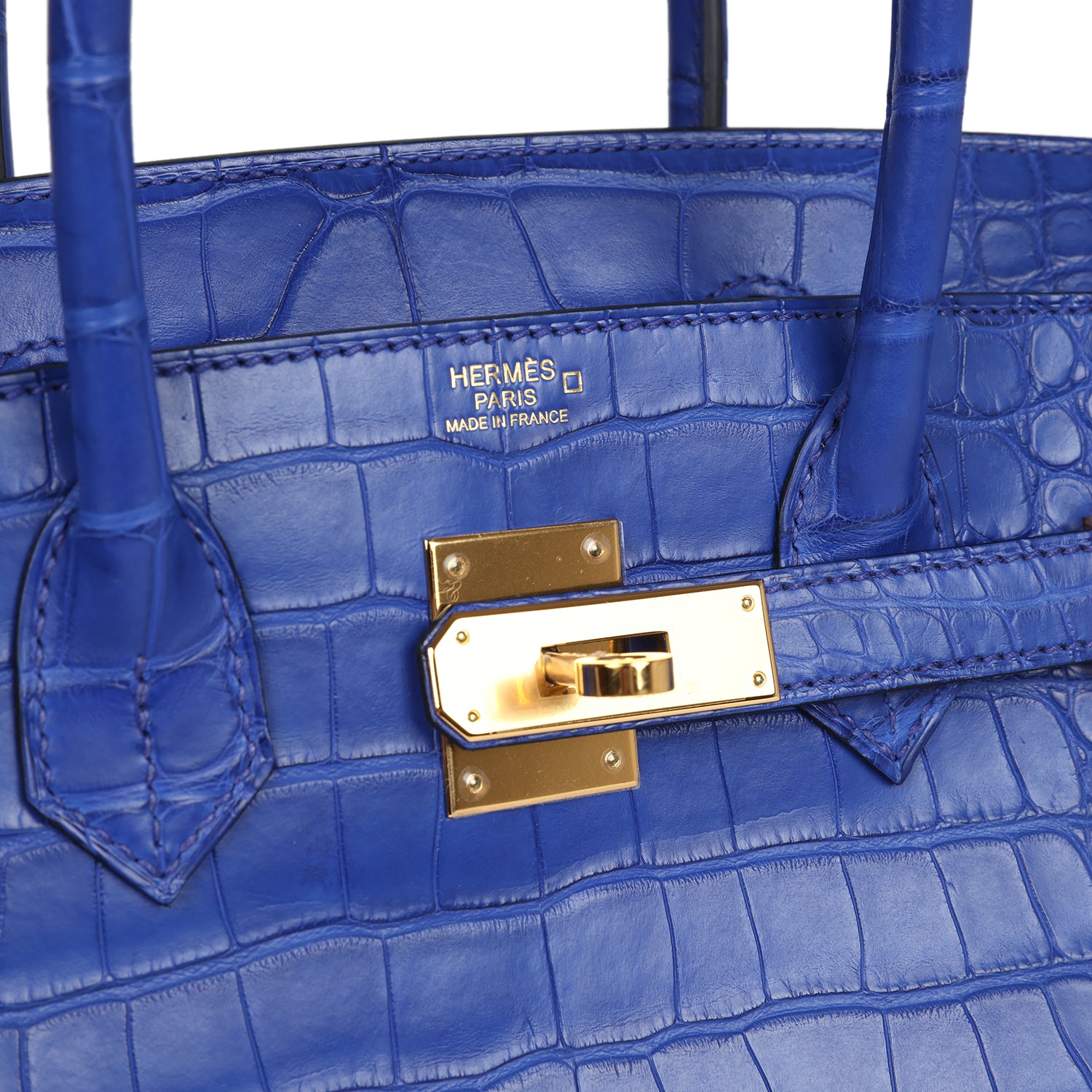 Hermes Birkin 30 Bleu Electric Matte Alligator Gold Hardware - Image 5