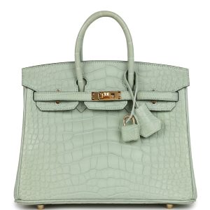 Hermes Birkin 25 Vert D’Eau Matte Alligator Gold Hardware