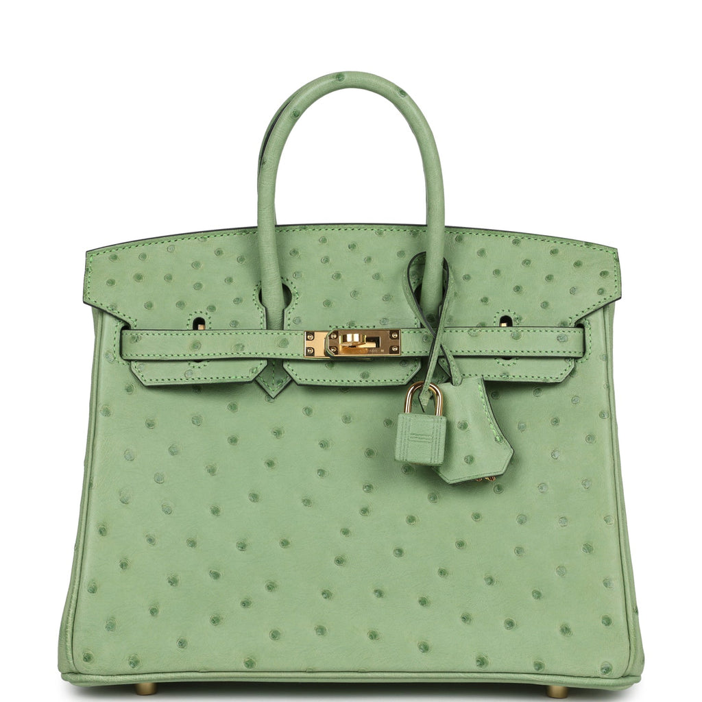 Hermes Birkin 25 Vert Criquet Ostrich Gold Hardware - Image 2