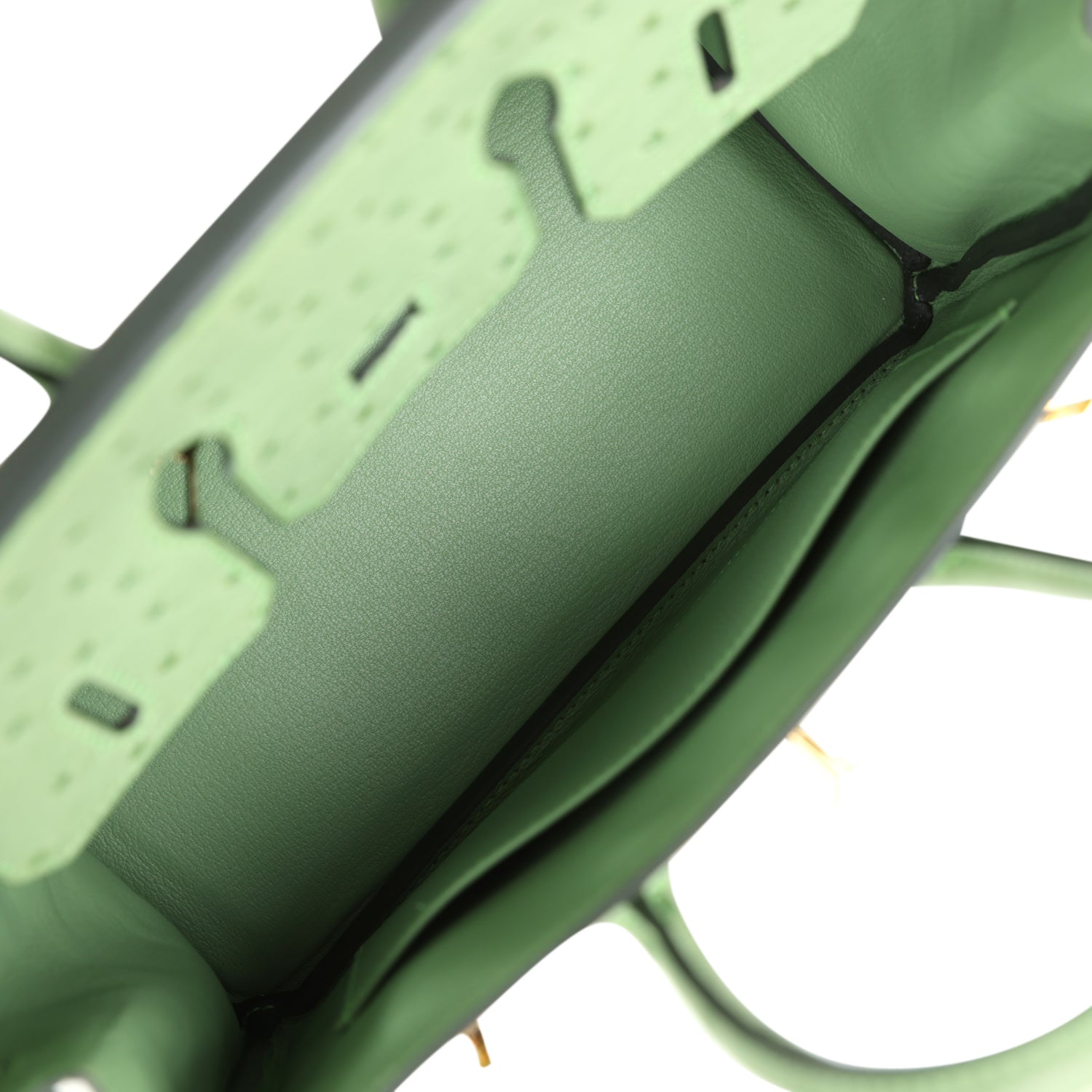 Hermes Birkin 25 Vert Criquet Ostrich Gold Hardware - Image 6