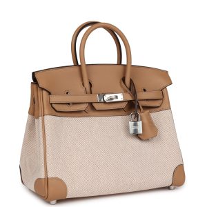 Hermes Birkin 25 Toile H and Chai Swift Palladium Hardware