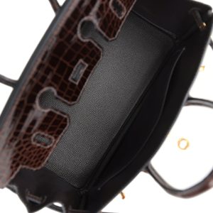 Hermes Birkin 25 Macassar Shiny Porosus Crocodile Gold Hardware