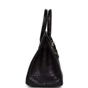 Hermes Birkin 30 Black Matte Alligator Gold Hardware