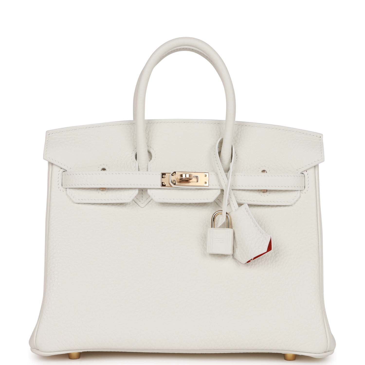 Hermes Special Order (HSS) Birkin 25 White Verso Clemence Permabrass Hardware - Image 4