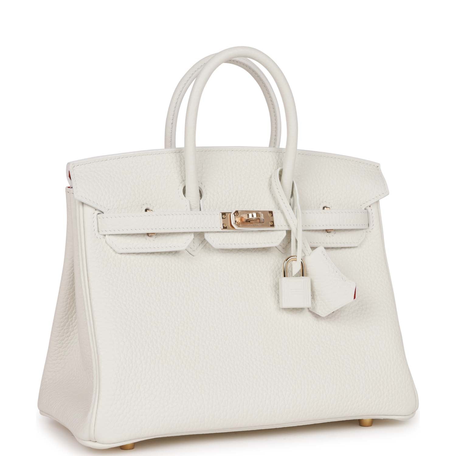 Hermes Special Order (HSS) Birkin 25 White Verso Clemence Permabrass Hardware - Image 5