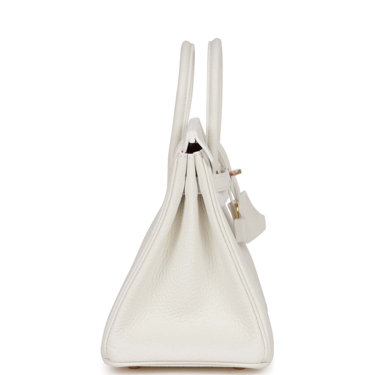 Hermes Special Order (HSS) Birkin 25 White Verso Clemence Permabrass Hardware - Image 7