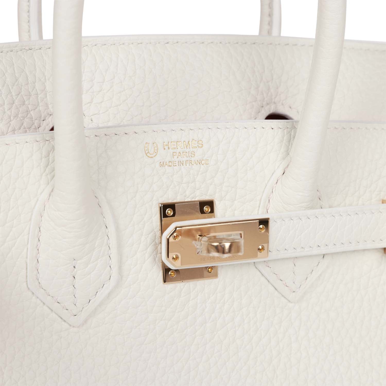 Hermes Special Order (HSS) Birkin 25 White Verso Clemence Permabrass Hardware - Image 6