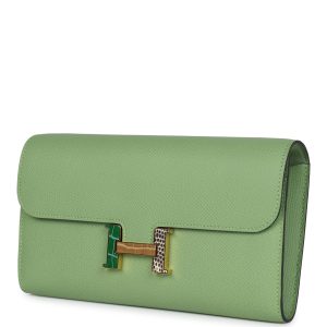 Hermes Constance Wallet To Go Vert Criquet Epsom Marquette Gold Hardware