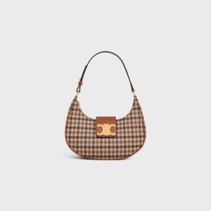 MEDIUM AVA TRIOMPHE BAG IN TARTAN TEXTILE and CALFSKIM
