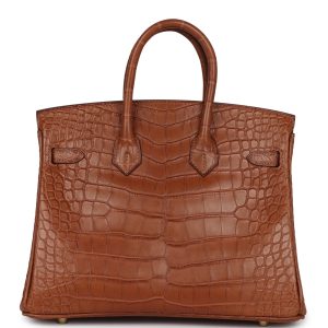 Hermes Birkin 25 Gold Matte Alligator Gold Hardware