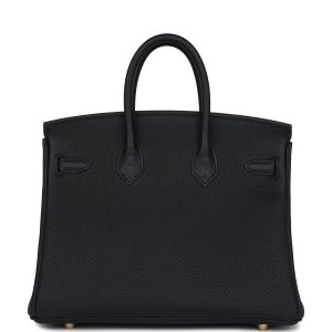 Hermes Birkin 25 Black Verso Togo Gold Hardware