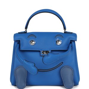 Hermes “Quelle Idolle” Kelly Doll Bleu Zellige and Bleu Agate Swift Palladium Hardware