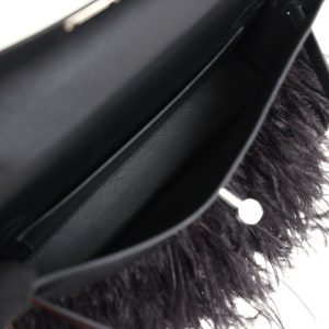 Hermes Kelly Elan Foile Chevre Chamkila and Ostrich Feather Palladium Hardware