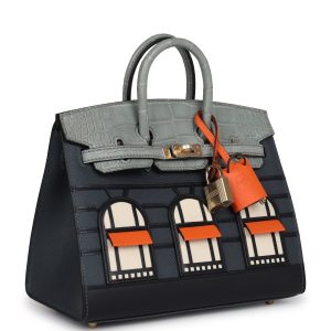 Hermes Night Sac Faubourg Birkin 20 Gris Misty Matte Alligator Permabrass Hardware