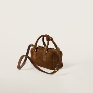Arcadie padded suede top-handle bag