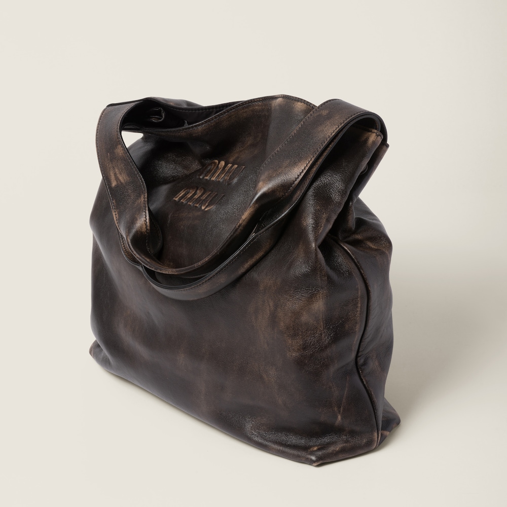 Nappa hobo bag with logo - Image 4